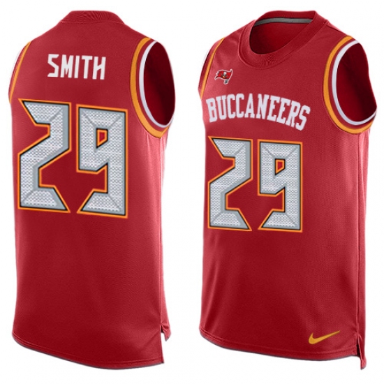 Men's Nike Tampa Bay Buccaneers #29 Ryan Smith Limited Red Player Name & Number Tank Top NFL Jersey - Ujersey