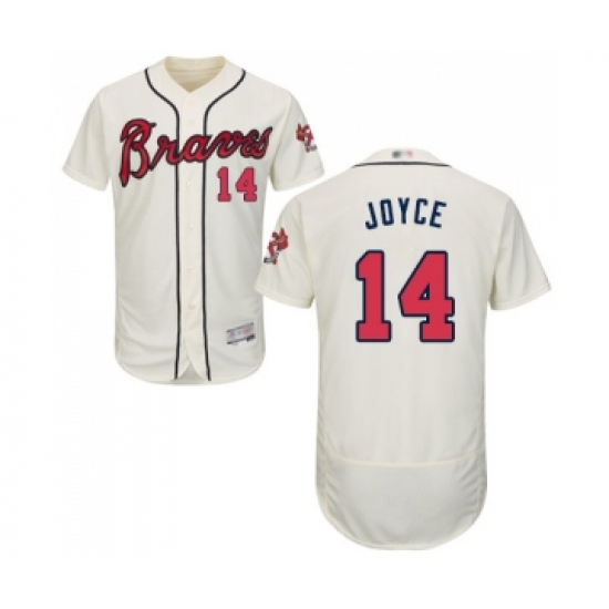 Men's Atlanta Braves #14 Matt Joyce Cream Alternate Flex Base Authentic Collection Baseball Jersey - Ujersey