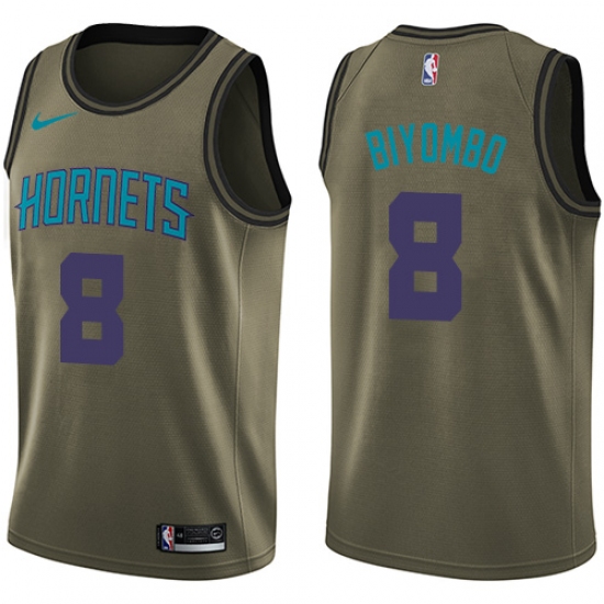 Men's Nike Charlotte Hornets #8 Bismack Biyombo Swingman Green Salute to Service NBA Jersey - Ujersey