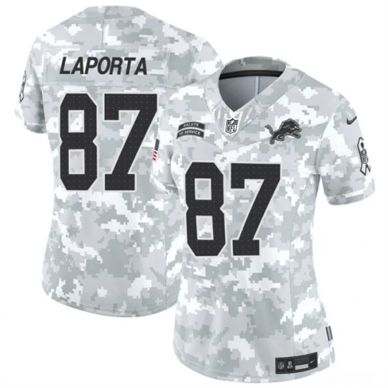 Women's Detroit Lions #87 Sam LaPorta 2024 F.U.S.E Arctic Camo Salute To Service Limited Stitched Jersey(Run Small) - Ujersey