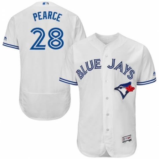 Men's Majestic Toronto Blue Jays #28 Steve Pearce White Home Flex Base Authentic Collection MLB Jersey - Ujersey
