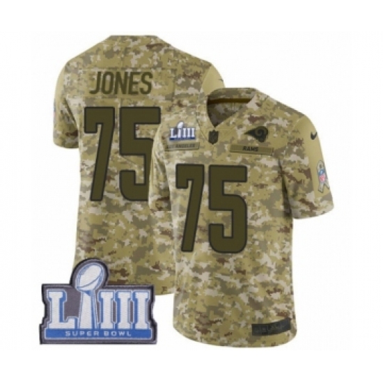Men's Nike Los Angeles Rams #75 Deacon Jones Limited Camo 2018 Salute to Service Super Bowl LIII Bound NFL Jersey - Ujersey