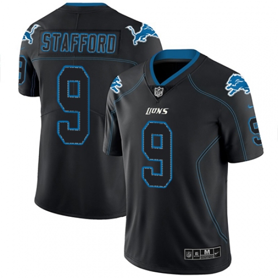 Men's Nike Detroit Lions #9 Matthew Stafford Limited Lights Out Black Rush NFL Jersey - Ujersey