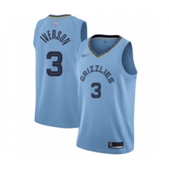 Men's Memphis Grizzlies #3 Allen Iverson Authentic Blue Finished Basketball Jersey Statement Edition - Ujersey