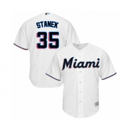 Youth Miami Marlins #35 Ryne Stanek Authentic White Home Cool Base Baseball Player Jersey - Ujersey