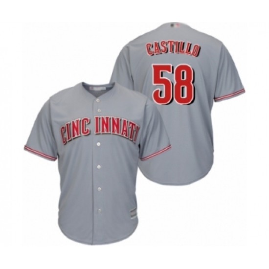Men's Cincinnati Reds #58 Luis Castillo Replica Grey Road Cool Base Baseball Jersey - Ujersey