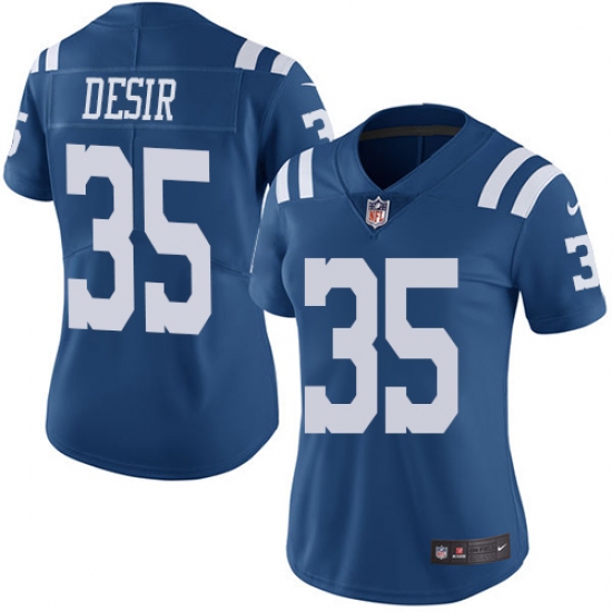 Women's Nike Indianapolis Colts #35 Pierre Desir Limited Royal Blue Rush Vapor Untouchable NFL Jersey