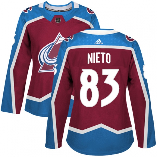 Women's Adidas Colorado Avalanche #83 Matt Nieto Authentic Burgundy Red Home NHL Jersey - Ujersey