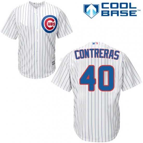 Youth Majestic Chicago Cubs #40 Willson Contreras Authentic White Home Cool Base MLB Jersey