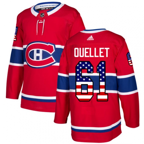 Men's Adidas Montreal Canadiens #61 Xavier Ouellet Authentic Red USA Flag Fashion NHL Jersey - Ujersey