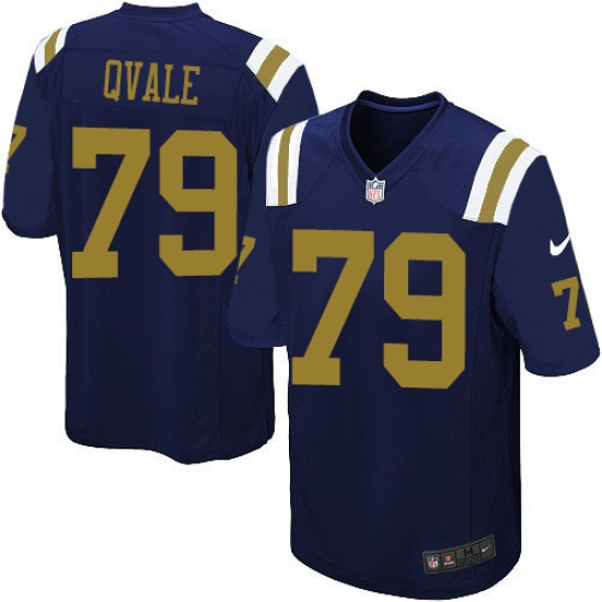 Youth Nike New York Jets #79 Brent Qvale Elite Navy Blue Alternate NFL Jersey - Ujersey