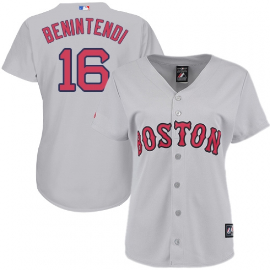 Women's Majestic Boston Red Sox #16 Andrew Benintendi Replica Grey Road MLB Jersey - Ujersey