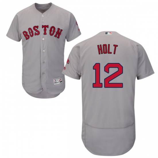 Men's Majestic Boston Red Sox #12 Brock Holt Grey Road Flex Base Authentic Collection MLB Jersey - Ujersey
