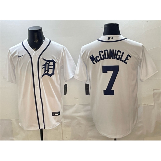 Men's Detroit Tigers #7 Kevin McGonigle White Cool Base Stitched Baseball Jersey - Ujersey