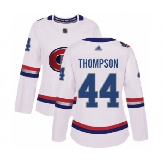 Women's Montreal Canadiens #44 Nate Thompson Authentic White 2017 100 Classic Hockey Jersey - Ujersey