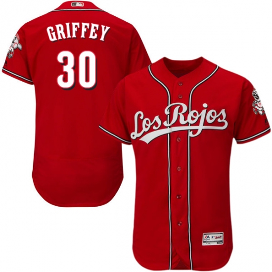 Men's Majestic Cincinnati Reds #30 Ken Griffey Red Los Rojos Flexbase Authentic Collection MLB Jersey - Ujersey