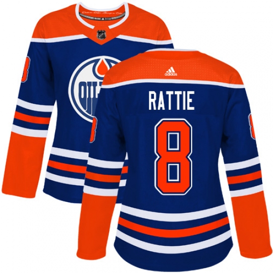 Women's Adidas Edmonton Oilers #8 Ty Rattie Authentic Royal Blue Alternate NHL Jersey - Ujersey