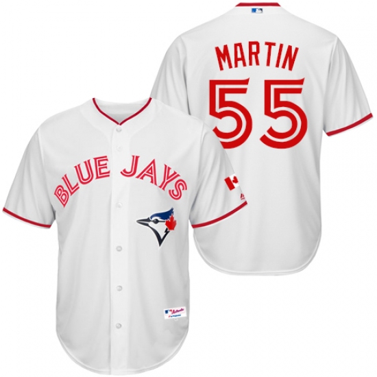 Men's Majestic Toronto Blue Jays #55 Russell Martin Replica White 2015 Canada Day MLB Jersey - Ujersey