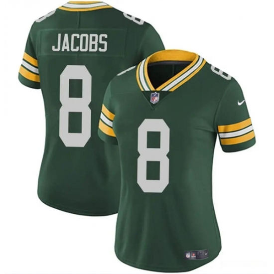 Women's Green Bay Packers #8 Josh Jacobs Green Vapor Untouchable Limited Stitched Jersey(Run Small) - Ujersey