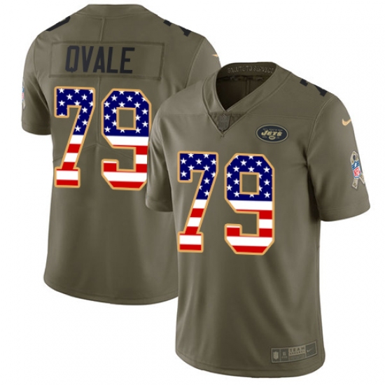 Men's Nike New York Jets #79 Brent Qvale Limited Olive/USA Flag 2017 Salute to Service NFL Jersey - Ujersey