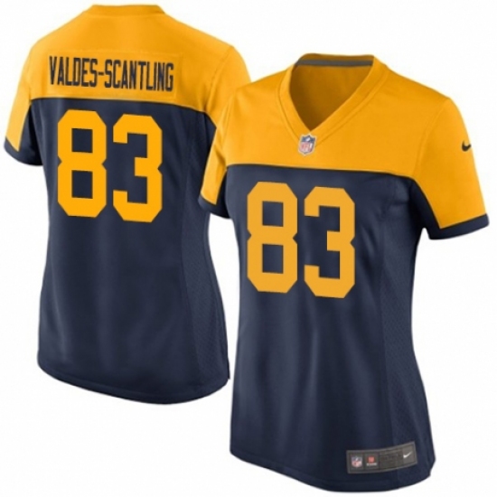 Women's Nike Green Bay Packers #83 Marquez Valdes-Scantling Navy Blue Alternate Vapor Untouchable Elite Player NFL Jersey - Ujersey