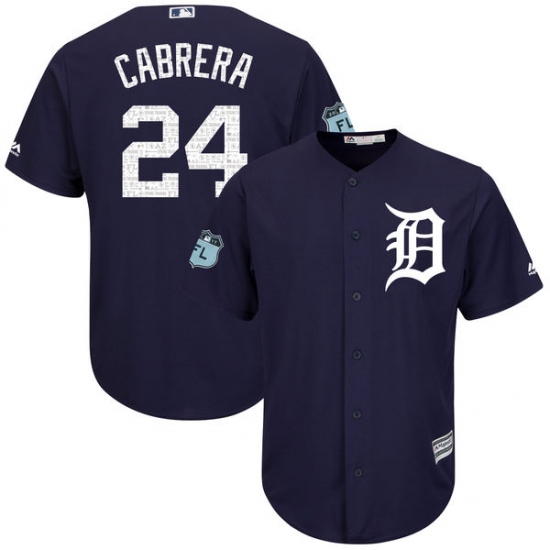 Youth Majestic Detroit Tigers #24 Miguel Cabrera Authentic Navy Blue 2017 Spring Training Cool Base MLB Jersey - Ujersey