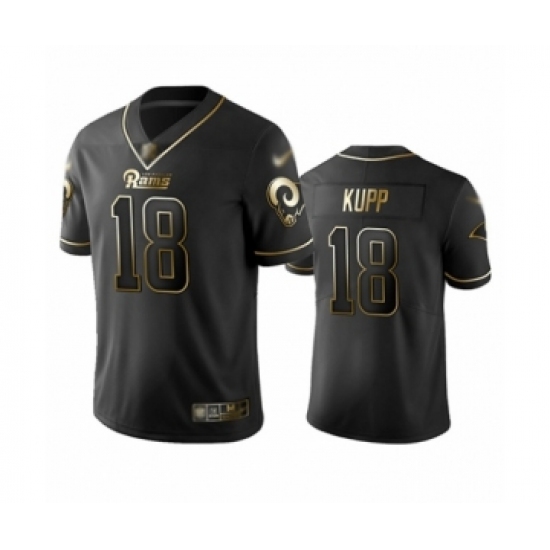 Men's Los Angeles Rams #18 Cooper Kupp Limited Black Golden Edition Football Jersey - Ujersey