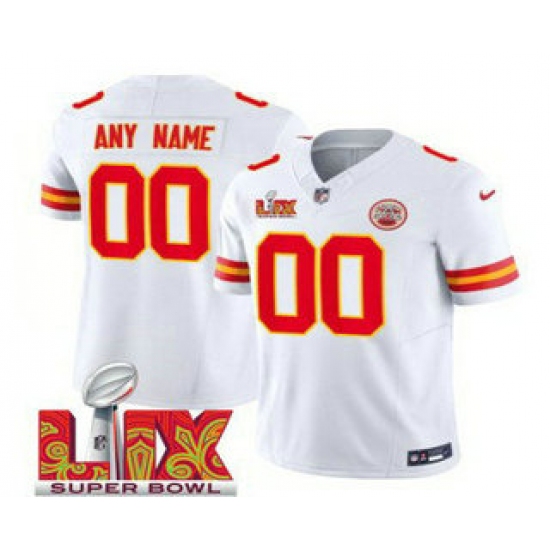 Men's Kansas City Chiefs Customized White 2025 Super Bowl LIX FUSE Vapor Limited Jersey - Ujersey