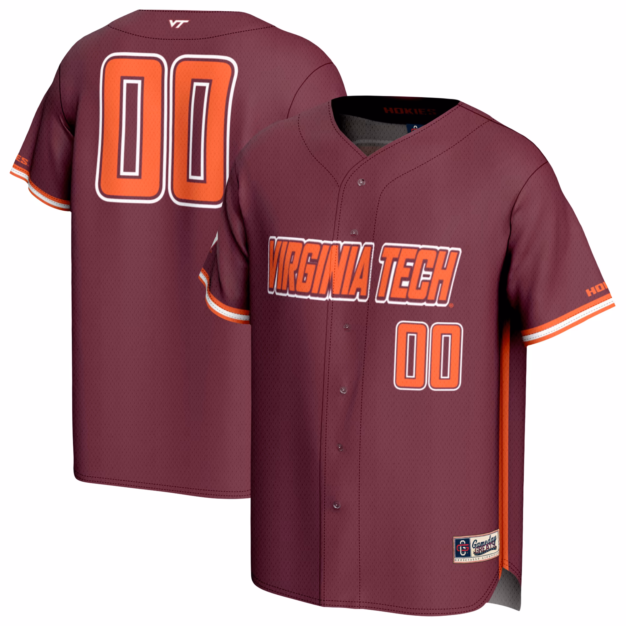 Youth GameDay Greats #00 Maroon Virginia Tech Hokies Lightweight Collegiate Baseball Fashion Jersey - U-jersey