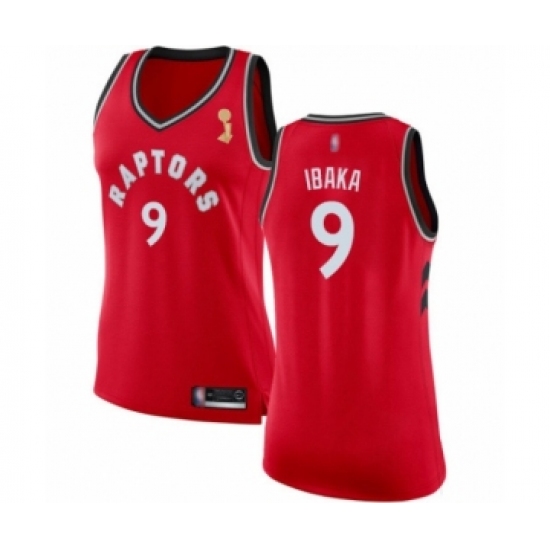 Women's Toronto Raptors #9 Serge Ibaka Swingman Red 2019 Basketball Finals Champions Jersey - Icon Edition
