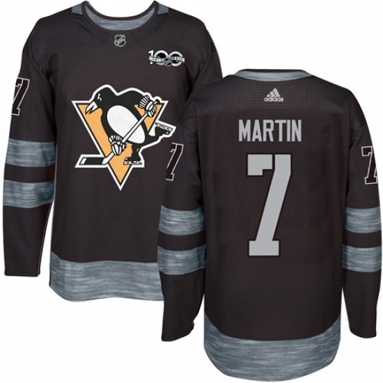 Men's Adidas Pittsburgh Penguins #7 Paul Martin Authentic Black 1917-2017 100th Anniversary NHL Jersey - Ujersey