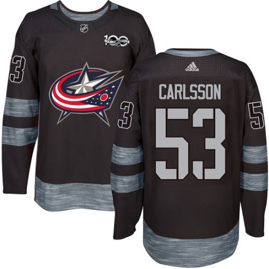 Men's Adidas Columbus Blue Jackets #53 Gabriel Carlsson Premier Black 1917-2017 100th Anniversary NHL Jersey - Ujersey