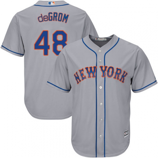 Men's Majestic New York Mets #48 Jacob deGrom Replica Grey Road Cool Base MLB Jersey - Ujersey