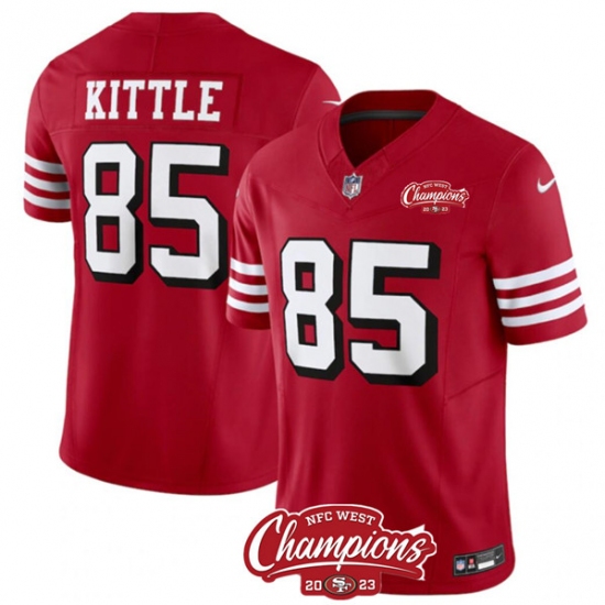 Men's San Francisco 49ers #85 George Kittle Red 2023 F.U.S.E. NFC West Champions Alternate Football Stitched Jersey - Ujersey