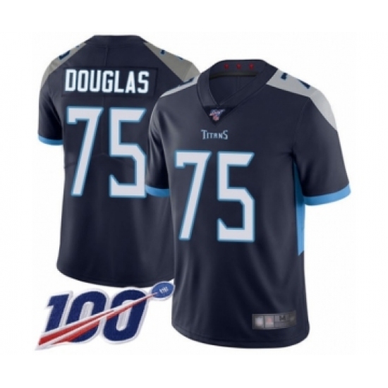 Men's Tennessee Titans #75 Jamil Douglas Navy Blue Team Color Vapor Untouchable Limited Player 100th Season Football Jersey - Ujersey
