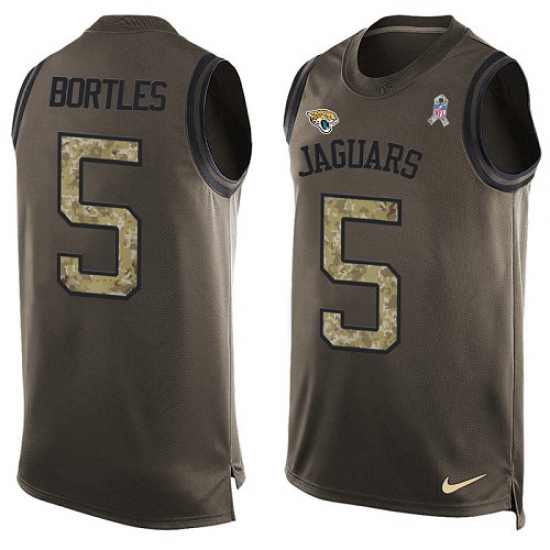 Men's Nike Jacksonville Jaguars #5 Blake Bortles Limited Green Salute to Service Tank Top NFL Jersey - Ujersey