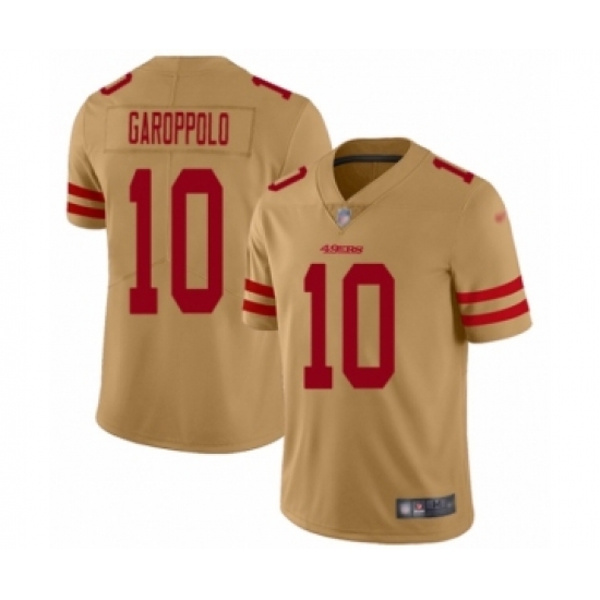 Youth San Francisco 49ers #10 Jimmy Garoppolo Limited Gold Inverted Legend Football Jersey - Ujersey