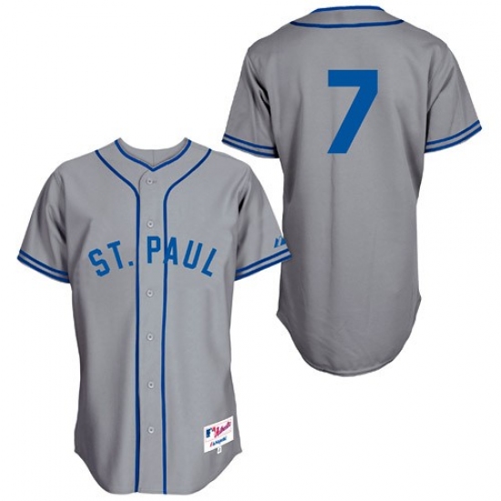 Men's Majestic Minnesota Twins #7 Joe Mauer Authentic Grey 1948 St. Paul Saints Turn Back The Clock MLB Jersey - Ujersey