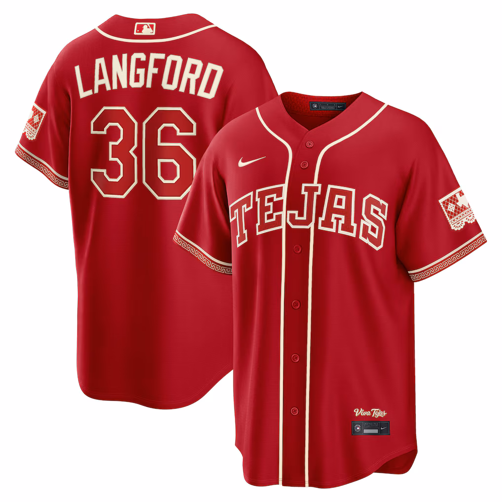 Men's Texas Rangers Wyatt Langford Nike Red 2026 City Connect Stadium Jersey - U-jersey