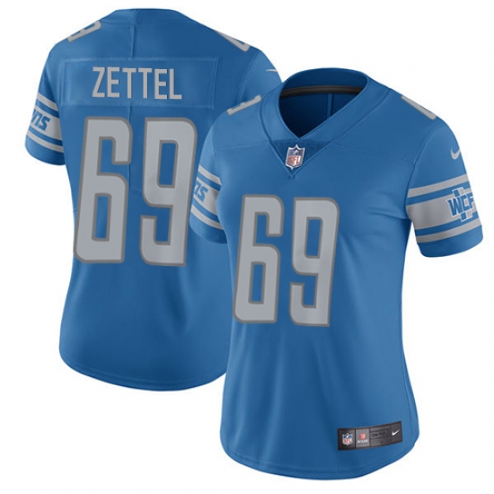 Women's Nike Detroit Lions #69 Anthony Zettel Blue Team Color Vapor Untouchable Limited Player NFL Jersey - Ujersey