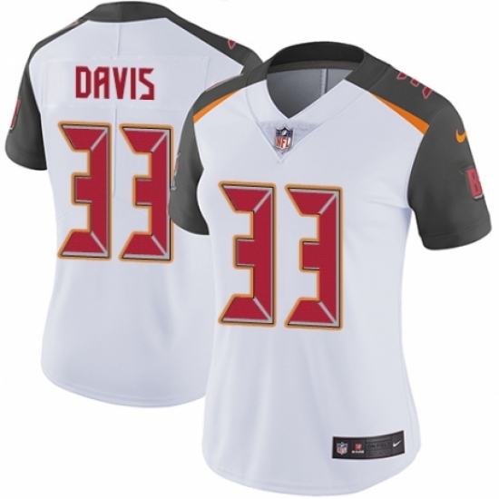Women's Nike Tampa Bay Buccaneers #33 Carlton Davis White Vapor Untouchable Limited Player NFL Jersey - Ujersey