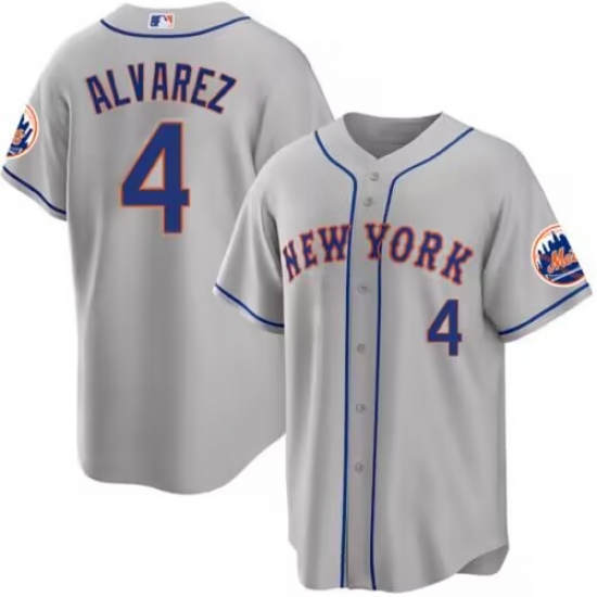 Men's New York Mets #4 Francisco álvarez Gray 2023 Cool Base Stitched Baseball Jersey - Ujersey