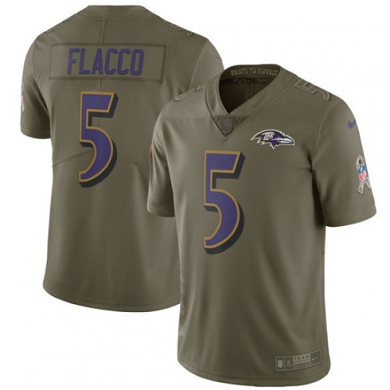 Men's Nike Baltimore Ravens #5 Joe Flacco Limited Olive 2017 Salute to Service NFL Jersey - Ujersey