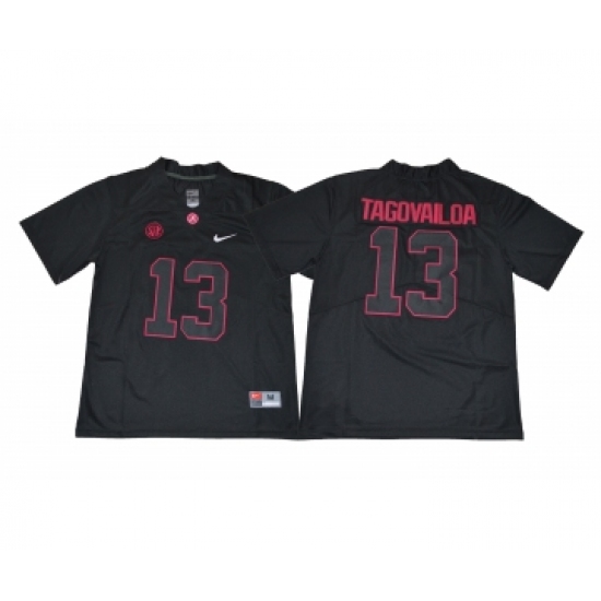 Alabama Crimson Tide 13 Tua Tagovailoa Black College Football Jersey - Ujersey