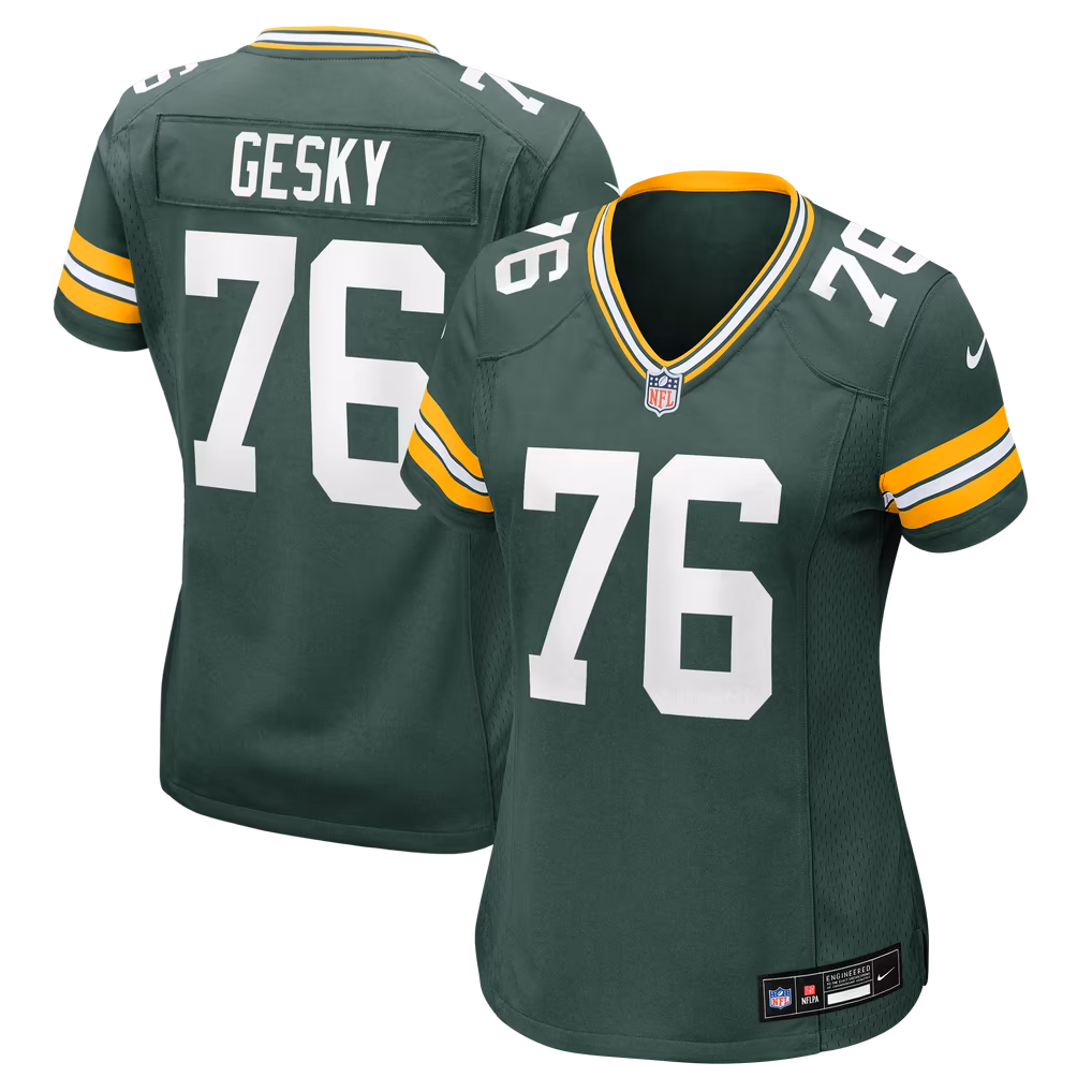 Women's Green Bay Packers Josh Gesky Nike Green Team Game Jersey - Ujersey Shop