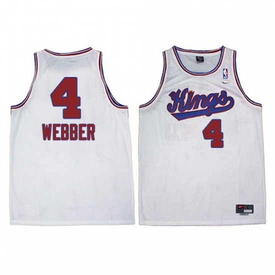 Men's Adidas Sacramento Kings #4 Chris Webber Swingman White New Throwback NBA Jersey - Ujersey