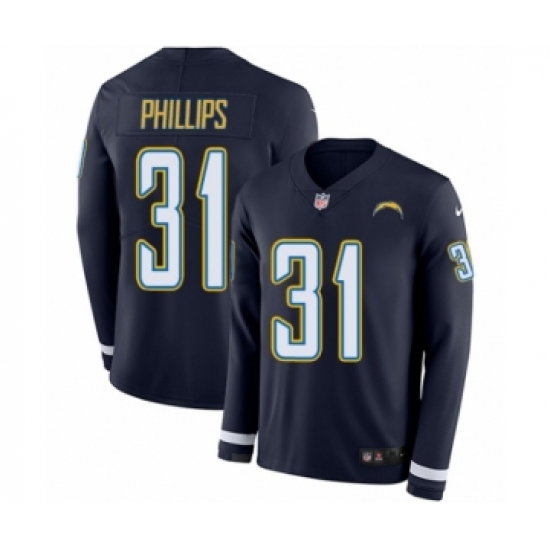 Men's Nike Los Angeles Chargers #31 Adrian Phillips Limited Navy Blue Therma Long Sleeve NFL Jersey - Ujersey