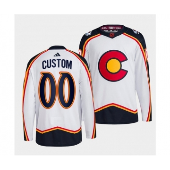 Men's Colorado Avalanche Custom White 2022-23 Reverse Retro Stitched Jersey - Ujersey
