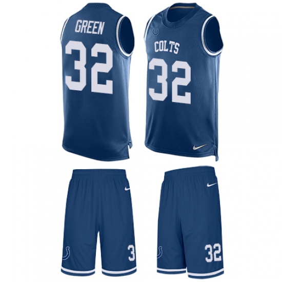 Men's Nike Indianapolis Colts #32 T.J. Green Limited Royal Blue Tank Top Suit NFL Jersey - Ujersey