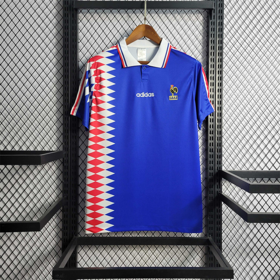 France Retro Soccer Jersey Home Custom Shirt World Cup 1994 - ujerseystore